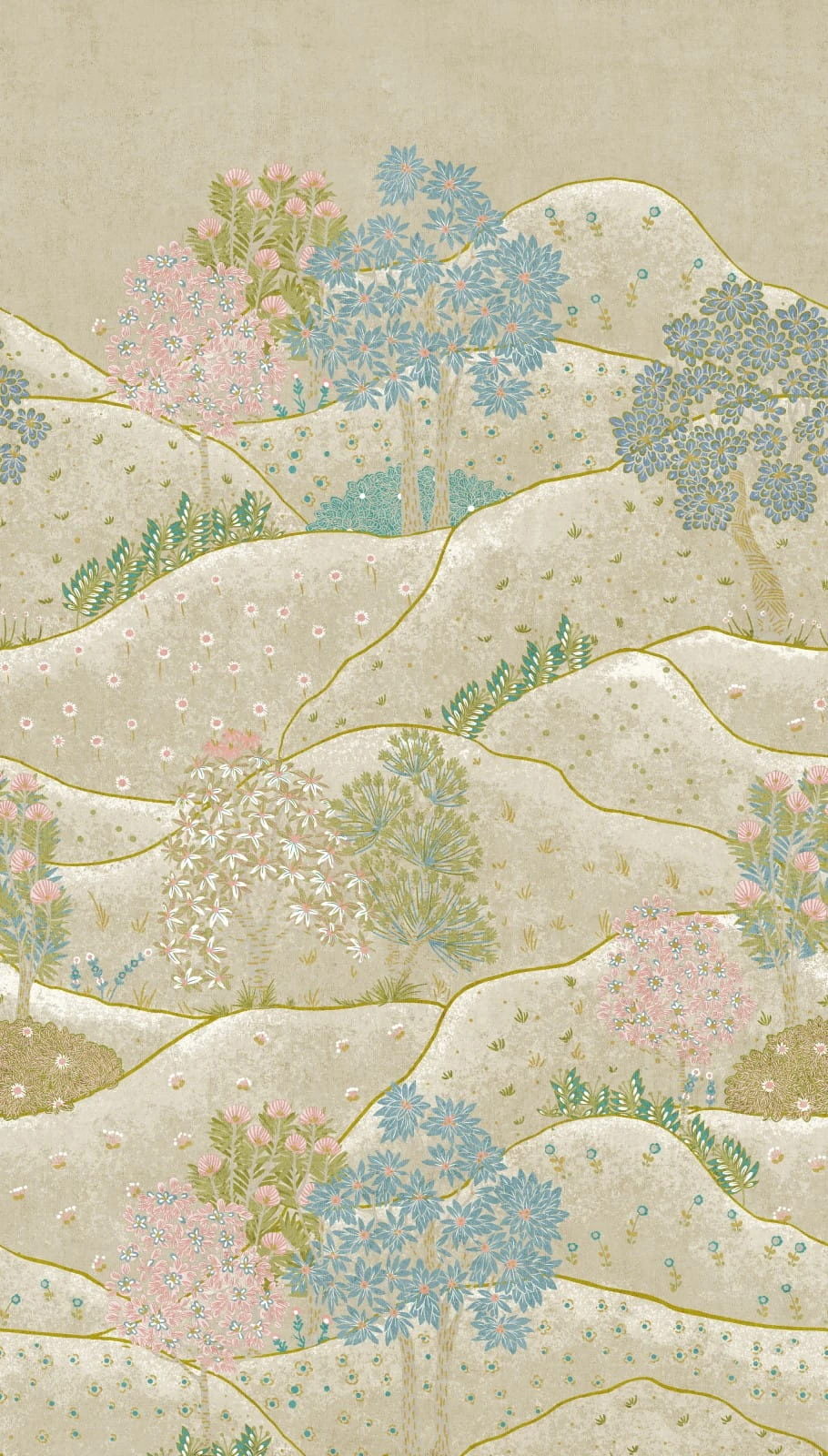 Digitaldruck Hügel Bäume Blumen Grün Grau Blau ML1801 2 Digitaldruck Hügel Bäume Blumen Grün Grau Blau ML1801 – Bild 2