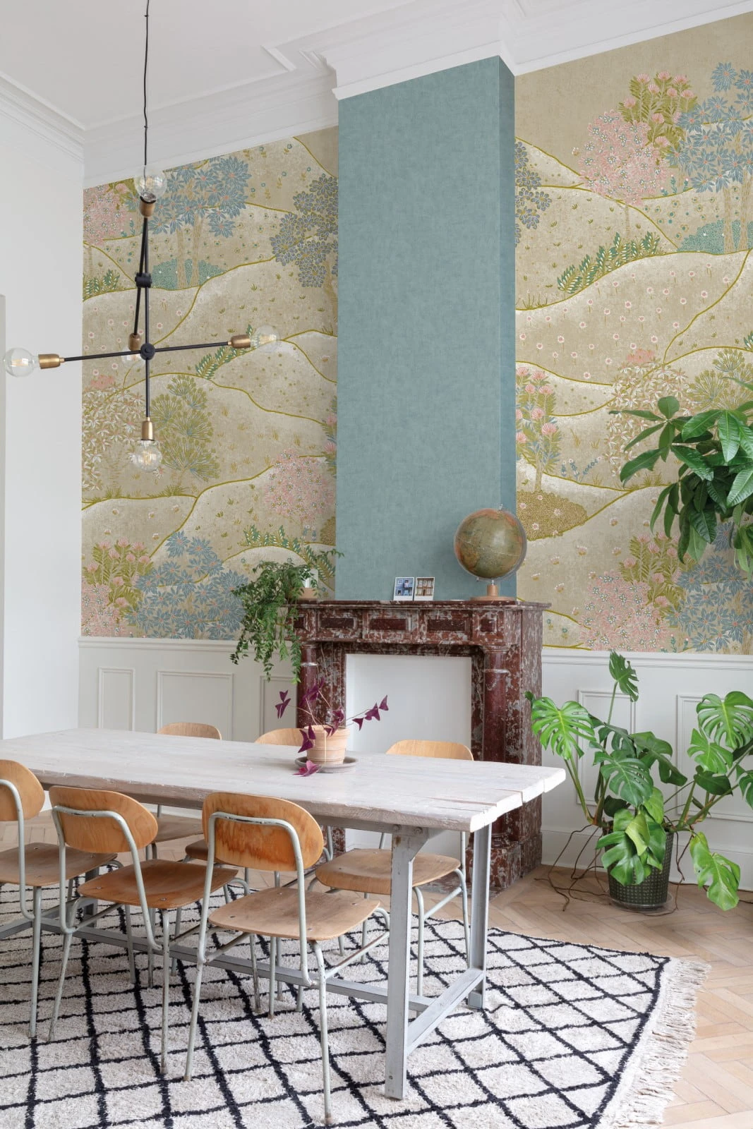 Digitaldruck Hügel Bäume Blumen Grün Grau Blau ML1801 3 Digitaldruck Hügel Bäume Blumen Grün Grau Blau ML1801 – Bild 3