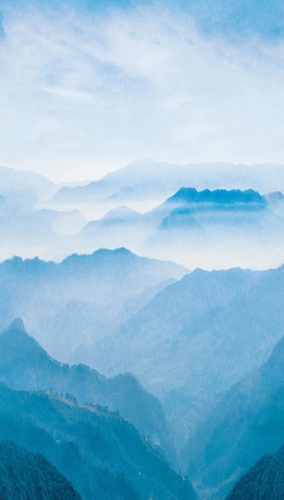 Digitaldruck Landschaft Berge Blau Weiß Petrol ML1101 2 Digitaldruck Landschaft Berge Blau Weiß Petrol ML1101 – Bild 2