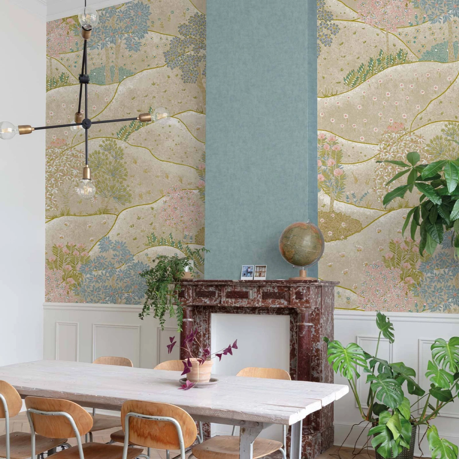 Digitaldruck Hügel Bäume Blumen Grün Grau Blau ML1801 1 Digitaldruck Hügel Bäume Blumen Grün Grau Blau ML1801