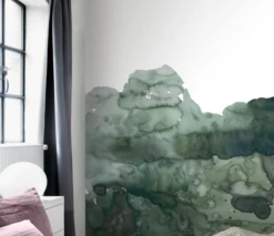 Fototapete Rasch Leo La Douce Aquarell Weiß Grün 100495