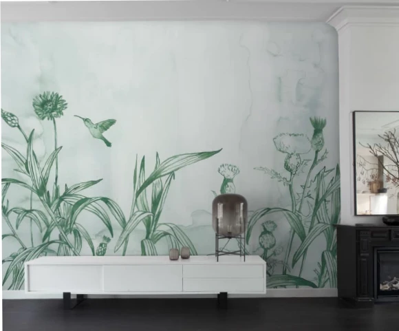 Fototapete Rasch Leo La Douce Blumen Weiß Grün 100471 1 Fototapete Rasch Leo La Douce Blumen Weiß Grün 100471