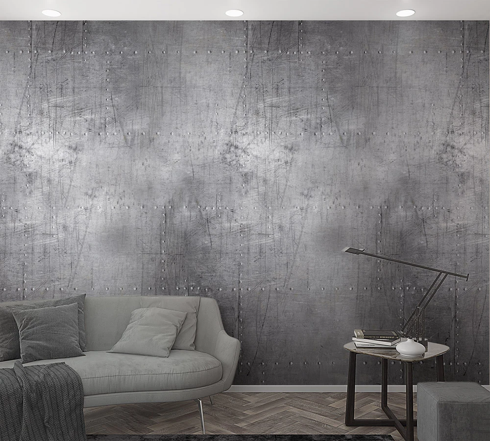 Fototapete Vlies Metall Nieten Industrial Grau 47212 1 Fototapete Vlies Metall Nieten Industrial Grau 47212