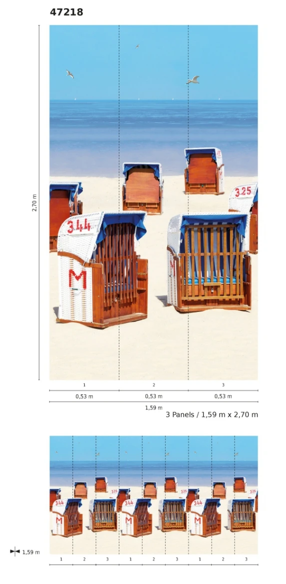 Fototapete Vlies Strand-Körbe See Blau Braun Beige 47218 3 Fototapete Vlies Strand-Körbe See Blau Braun Beige 47218 – Bild 3