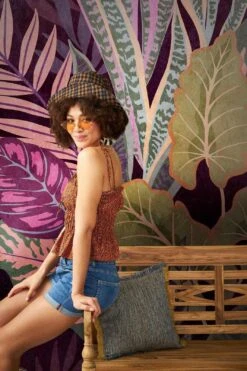 A.S. Creation Fototapeten Blätter Kunst Floral Grün Violett 38275-1