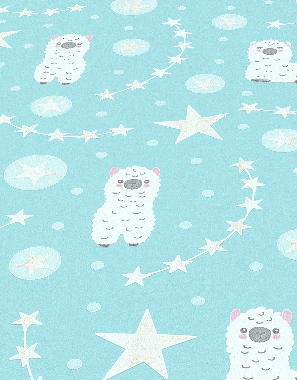 Kindertapete Sweet And Cool Alpaka-Motiv Türkis 10161-18 4 Kindertapete Sweet And Cool Alpaka-Motiv Türkis 10161-18 – Bild 4