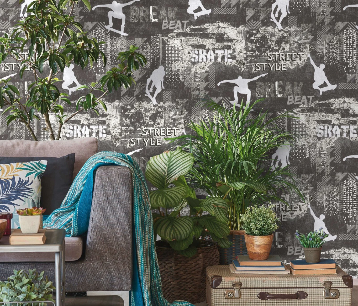 Kindertapete Sweet And Cool Skater Grau 10141-34 4 Kindertapete Sweet And Cool Skater Grau 10141-34 – Bild 4