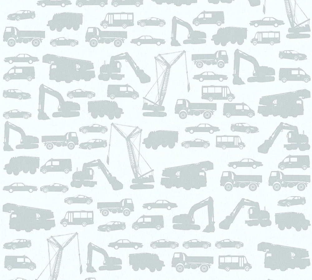 A.S. Creation Tapete Kinder Bagger Autos Trucks Hellgrau Grau 35815-1 1 A.S. Creation Tapete Kinder Bagger Autos Trucks Hellgrau Grau 35815-1