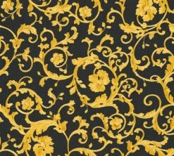 Versace Home Tapete Floral Schwarz Gelb-gold Glitzer 34326-2