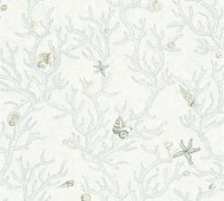 Versace Home Tapete Korallen Muscheln Blau Weiß 34496-3