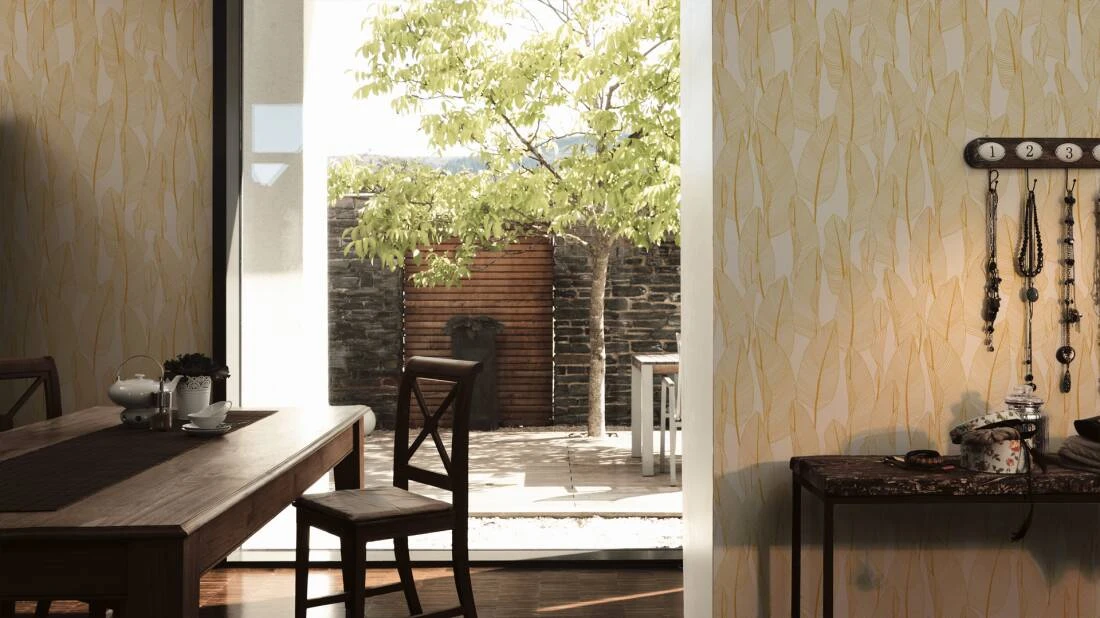 A.S. Creation Tapete Vlies 36497-5 Floral Blätter Cremeweiß Gelb 3 A.S. Creation Tapete Vlies 36497-5 Floral Blätter Cremeweiß Gelb – Bild 3