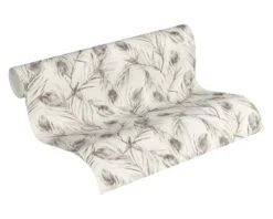 A.S. Creation Tapete Vlies 37367-4 Federn Grau Gold Glitzer