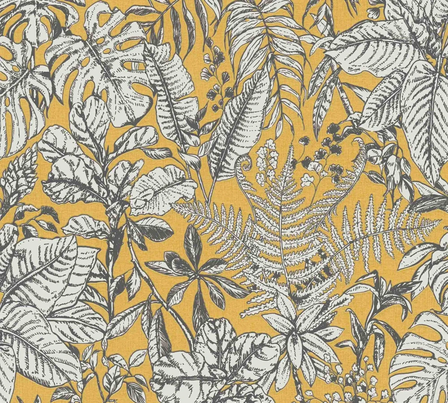 A.S. Creation Tapete Vlies 37520-3 Dschungel Gelb Weiß Grau 2 A.S. Creation Tapete Vlies 37520-3 Dschungel Gelb Weiß Grau – Bild 2