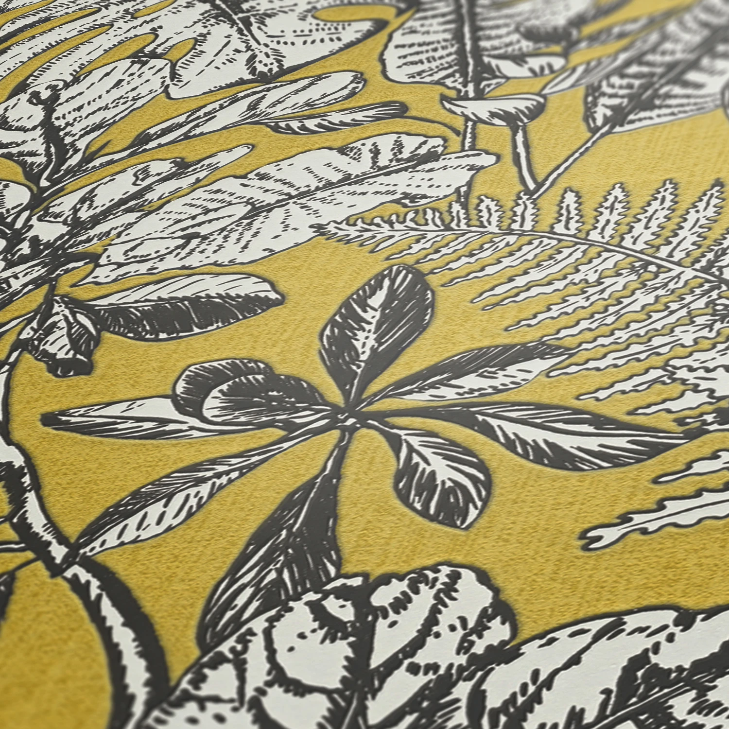 A.S. Creation Tapete Vlies 37520-3 Dschungel Gelb Weiß Grau 3 A.S. Creation Tapete Vlies 37520-3 Dschungel Gelb Weiß Grau – Bild 3