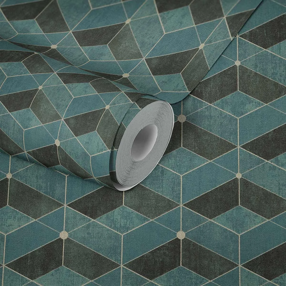 Tapete Vlies 3D-Effekt Grafisch Grün Schwarz Gold 38202-3 1 Tapete Vlies 3D-Effekt Grafisch Grün Schwarz Gold 38202-3