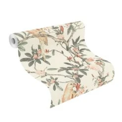 Tapete Vlies 543315 Botanisch Weiß Rosa Grün