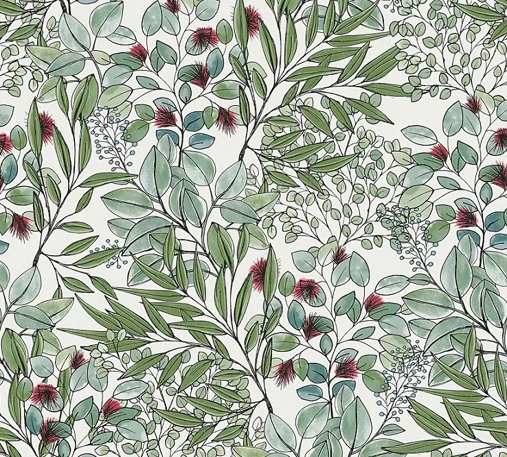 A.S. Creation Tapete Vlies Blätter-Muster Weiß Grün Rot 37534-1 2 A.S. Creation Tapete Vlies Blätter-Muster Weiß Grün Rot 37534-1 – Bild 2
