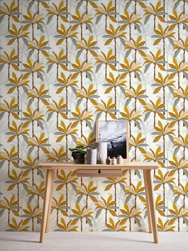 A.S. Creation Tapete Vlies Blätter Palmen Weiß Gelb Grau 37530-2 3 A.S. Creation Tapete Vlies Blätter Palmen Weiß Gelb Grau 37530-2 – Bild 3