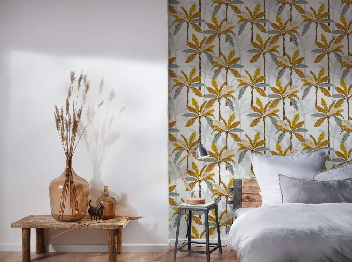 A.S. Creation Tapete Vlies Blätter Palmen Weiß Gelb Grau 37530-2 4 A.S. Creation Tapete Vlies Blätter Palmen Weiß Gelb Grau 37530-2 – Bild 4