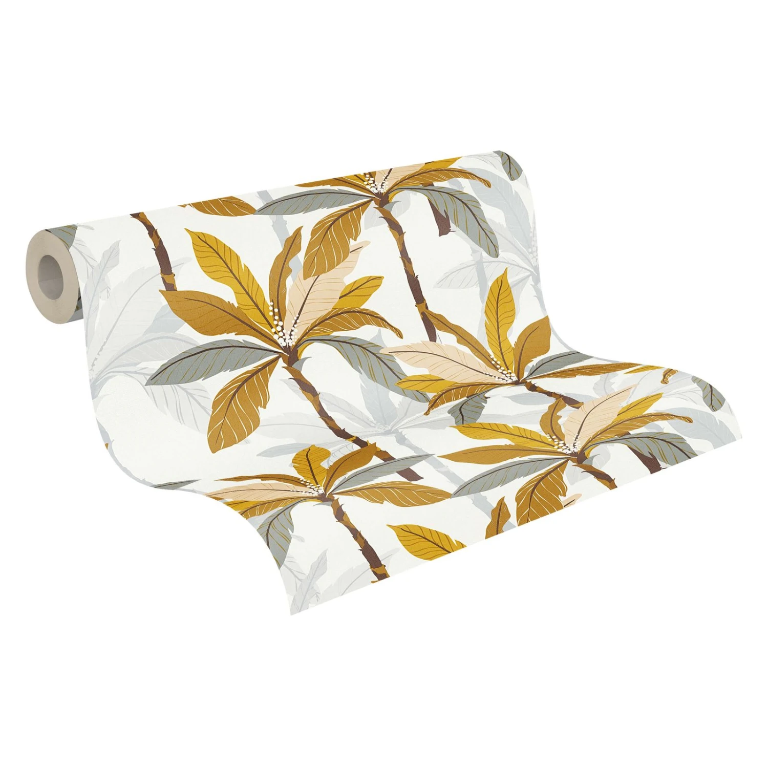 A.S. Creation Tapete Vlies Blätter Palmen Weiß Gelb Grau 37530-2 1 A.S. Creation Tapete Vlies Blätter Palmen Weiß Gelb Grau 37530-2