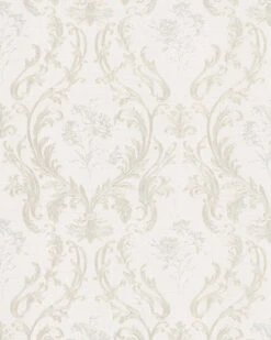 Vliestapete Damast Floral Cremeweiss Silber Glanz 30601