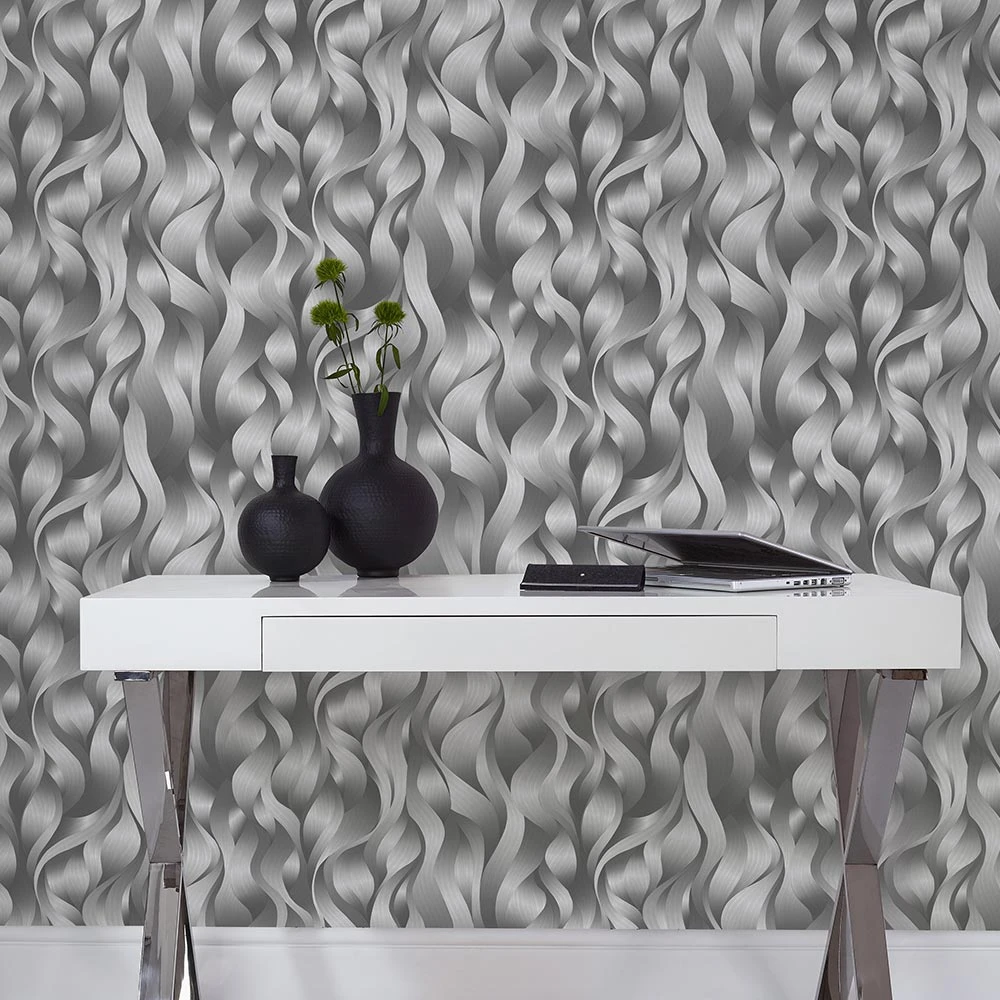 Tapete Vlies ELLE Wellen Grafik Anthrazit 10204-15 2 Tapete Vlies ELLE Wellen Grafik Anthrazit 10204-15 – Bild 2