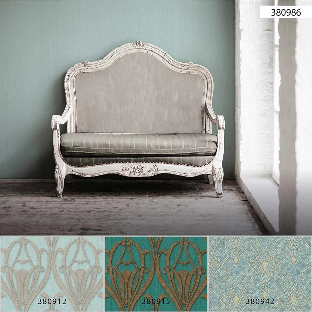 Tapete Vlies Einfarbig Streifen Türkis 38098-6 5 Tapete Vlies Einfarbig Streifen Türkis 38098-6 – Bild 5