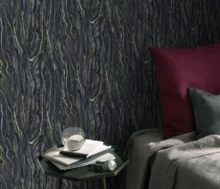 Tapete Vlies Elle Marmor-Design Schwarz Gold 10149-15