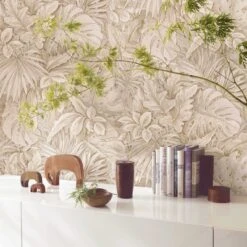 Tapete Vlies Floral Blätter Dschungel Beige Braun 33307