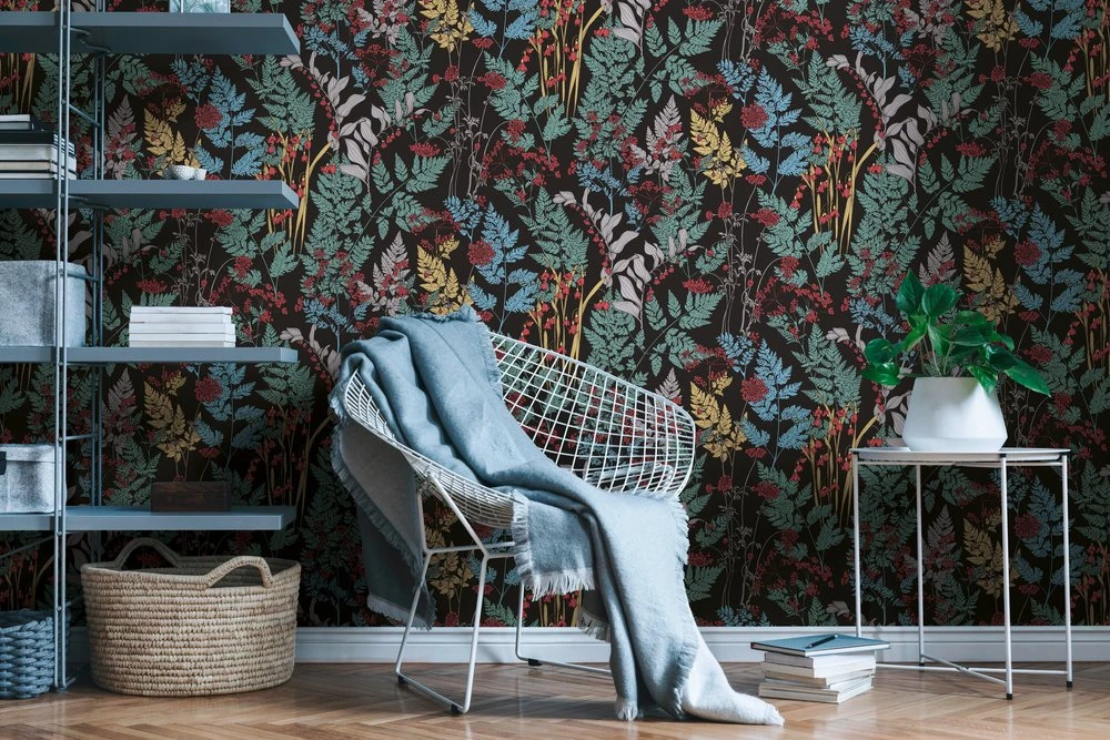 Tapete Vlies Floral Blumen Schwarz Grün Rot 37751-1 4 Tapete Vlies Floral Blumen Schwarz Grün Rot 37751-1 – Bild 4