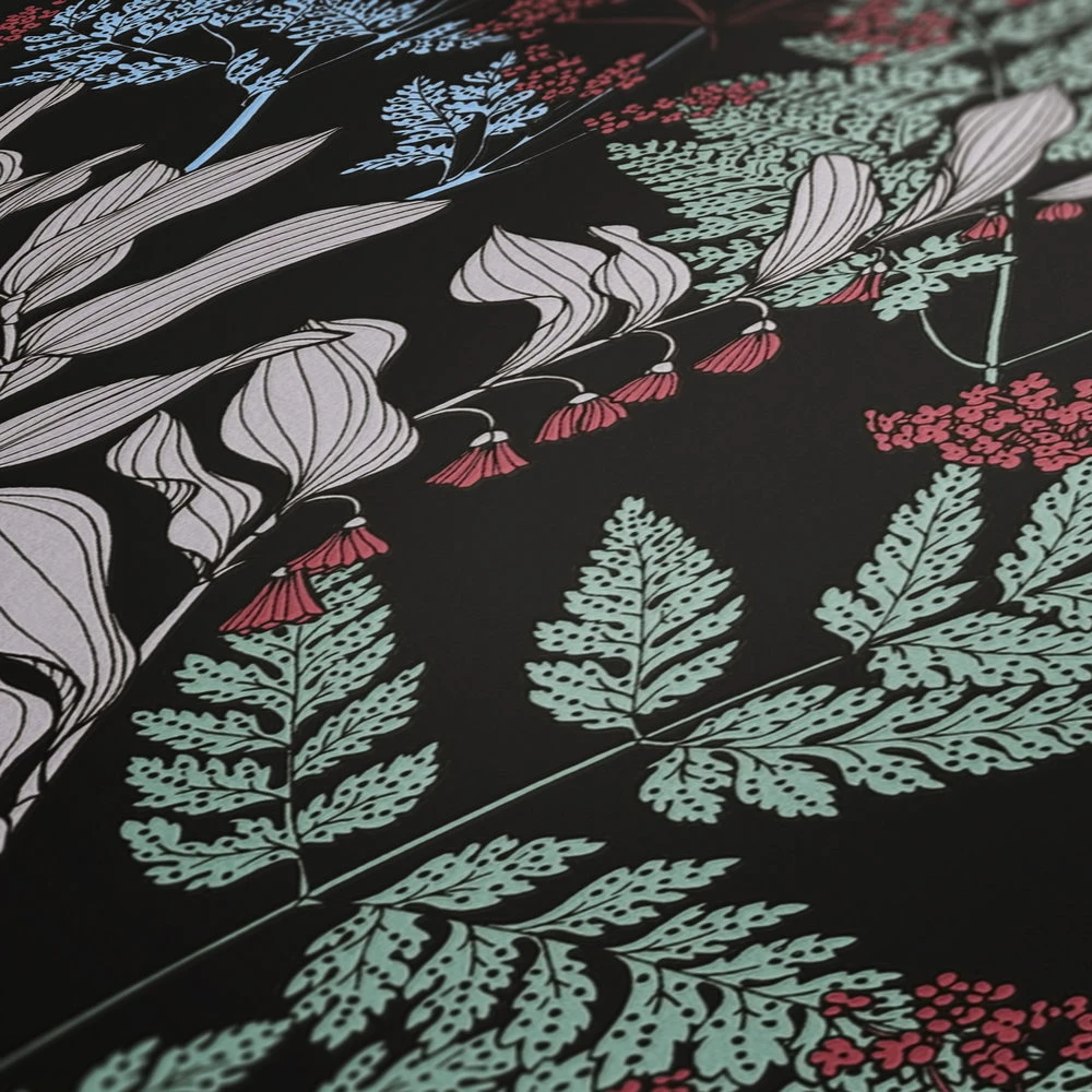 Tapete Vlies Floral Blumen Schwarz Grün Rot 37751-1 3 Tapete Vlies Floral Blumen Schwarz Grün Rot 37751-1 – Bild 3