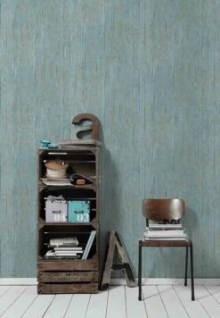 Tapete Vlies Holzbalken Textur Türkis Braun 36487-1 -A.S. Creation Verkaufsgeschäft Tapete Vlies Holzbalken Textur tuerkis braun 364 3