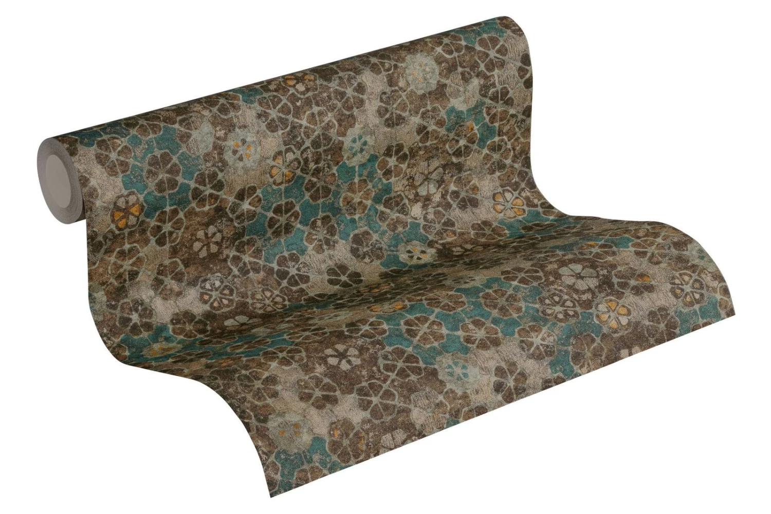 Tapete Vlies Kacheln Vintage Türkis Braun Beige 37391-1 1 Tapete Vlies Kacheln Vintage Türkis Braun Beige 37391-1