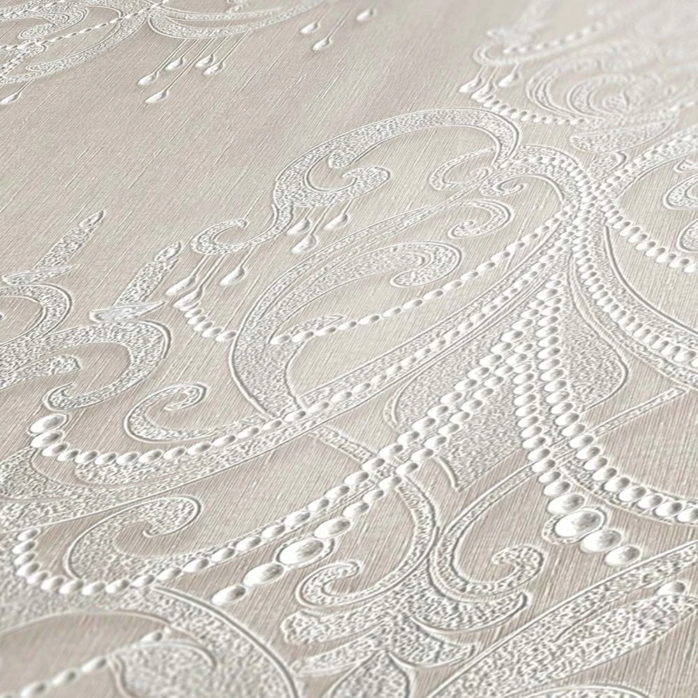 Tapete Vlies Ornamente Barock Greige Silber 38096-2 3 Tapete Vlies Ornamente Barock Greige Silber 38096-2 – Bild 3