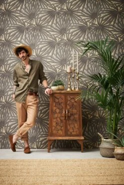 Tapete Vlies Palme Blätter Grau Gold Metallic 37861-1 -A.S. Creation Verkaufsgeschäft Tapete Vlies Palme Blaetter grau gold Metallic 37861 1 63206692 3