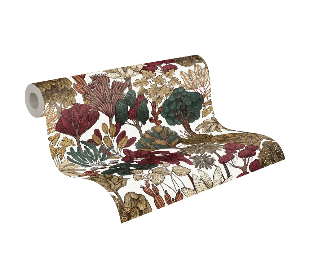 Tapete Vlies Palmen Floral Weiß Braun Rot 37757-7 1 Tapete Vlies Palmen Floral Weiß Braun Rot 37757-7