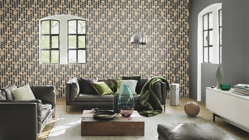 Tapete Vlies Rasch Grafik Kreise Schwarz Gold 539738 4 Tapete Vlies Rasch Grafik Kreise Schwarz Gold 539738 – Bild 4