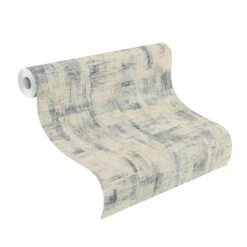 Tapete Vlies Rasch Uni Vintage Beige Blau 650457