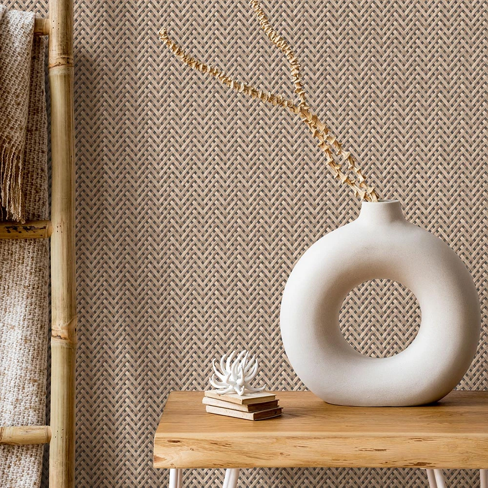 Tapete Vlies Rattan Holz Braun Anthrazit 10209-02 2 Tapete Vlies Rattan Holz Braun Anthrazit 10209-02 – Bild 2