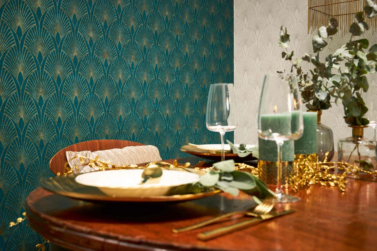 Tapete Vlies Retro Türkis Gold Metallic 37427-5 4 Tapete Vlies Retro Türkis Gold Metallic 37427-5 – Bild 4