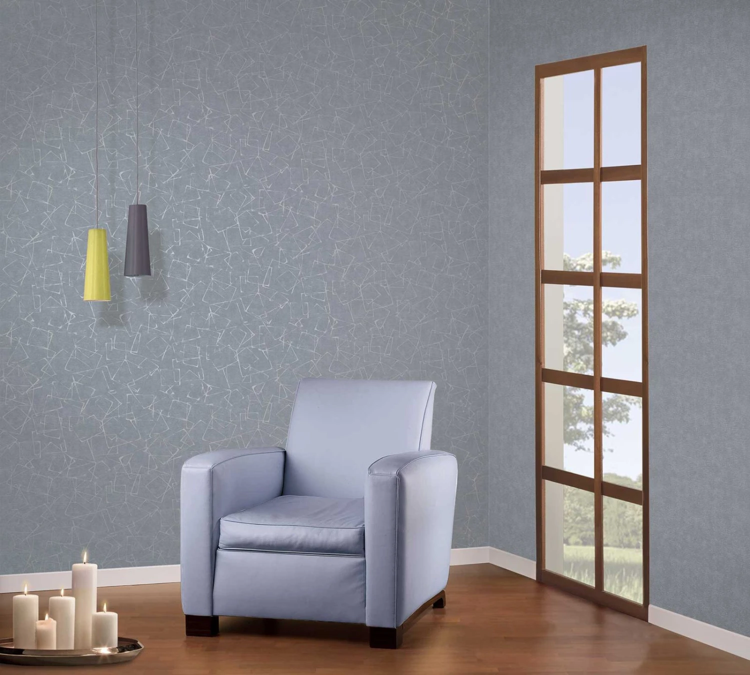 Tapete Vlies Vierecke Grafik Blaugrau Silber Glanz 6745-30 2 Tapete Vlies Vierecke Grafik Blaugrau Silber Glanz 6745-30 – Bild 2