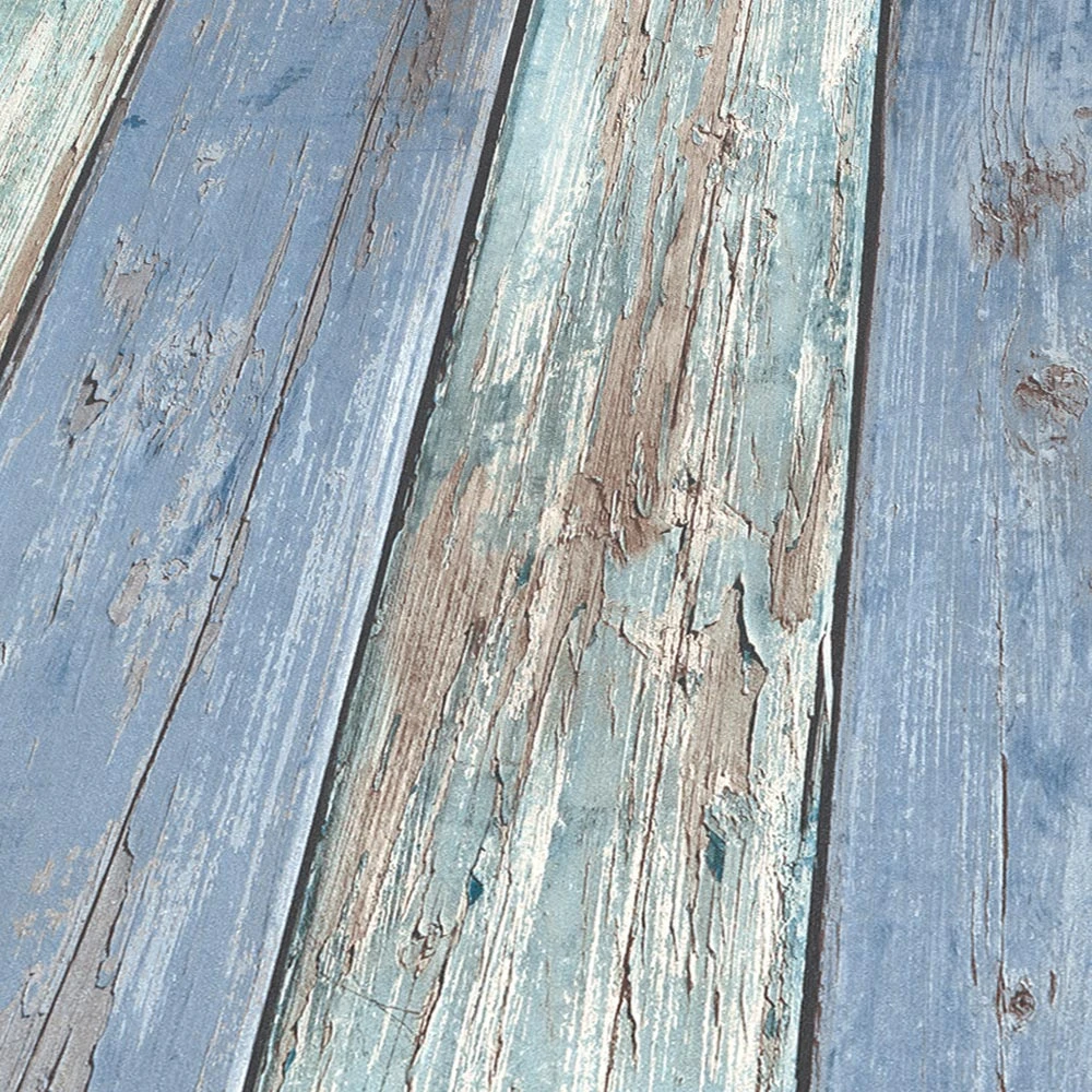 Tapete Vlies Vintage Holz-Optik Blau Braun 10200-08 4 Tapete Vlies Vintage Holz-Optik Blau Braun 10200-08 – Bild 4
