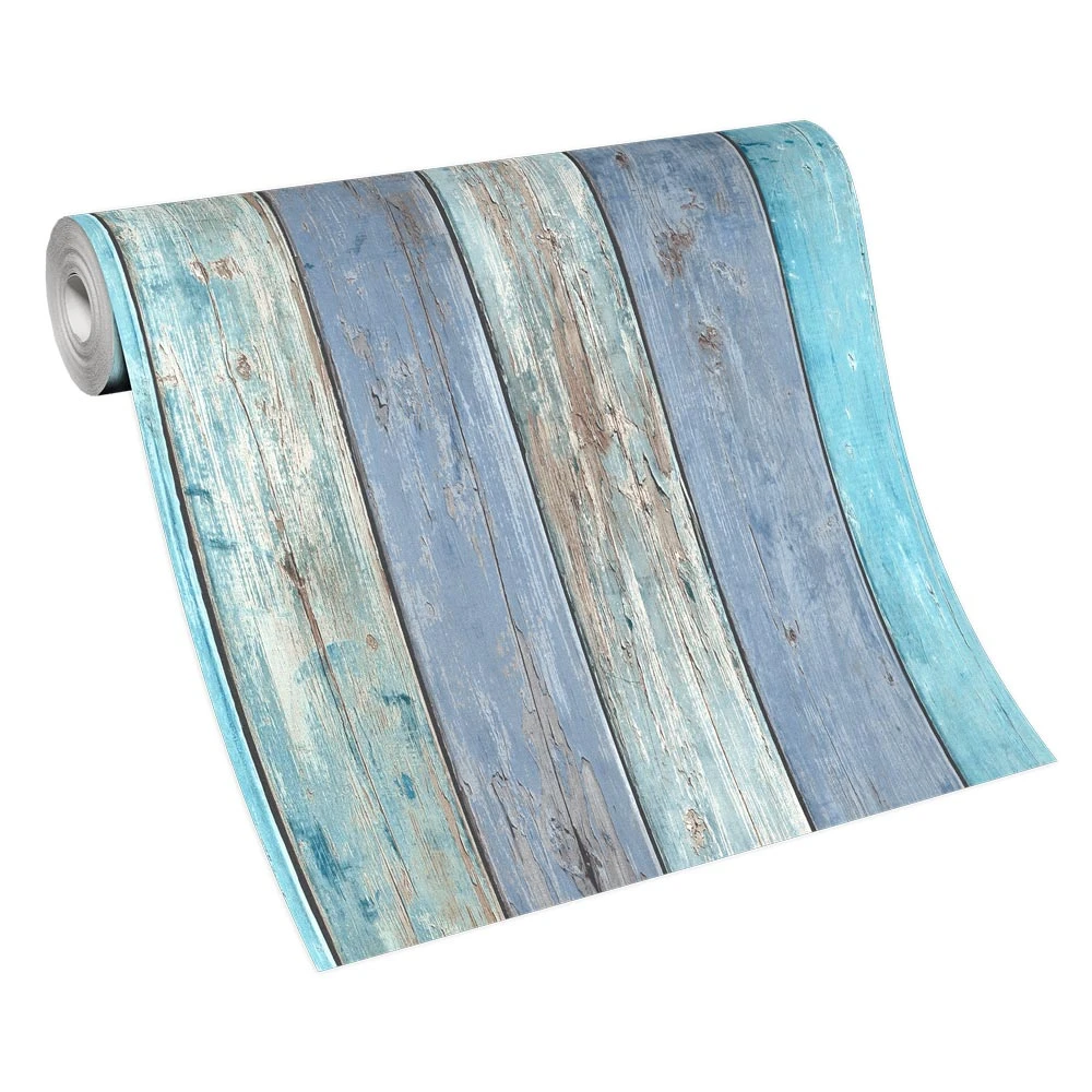 Tapete Vlies Vintage Holz-Optik Blau Braun 10200-08 2 Tapete Vlies Vintage Holz-Optik Blau Braun 10200-08 – Bild 2