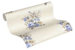 A.S. Creation Tapete Vlies Blumenstrauß Creme Braun Blau 37225-2