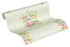 A.S. Creation Tapete Vlies Blumenstrauß Grüngrau Grün Pink 37225-5