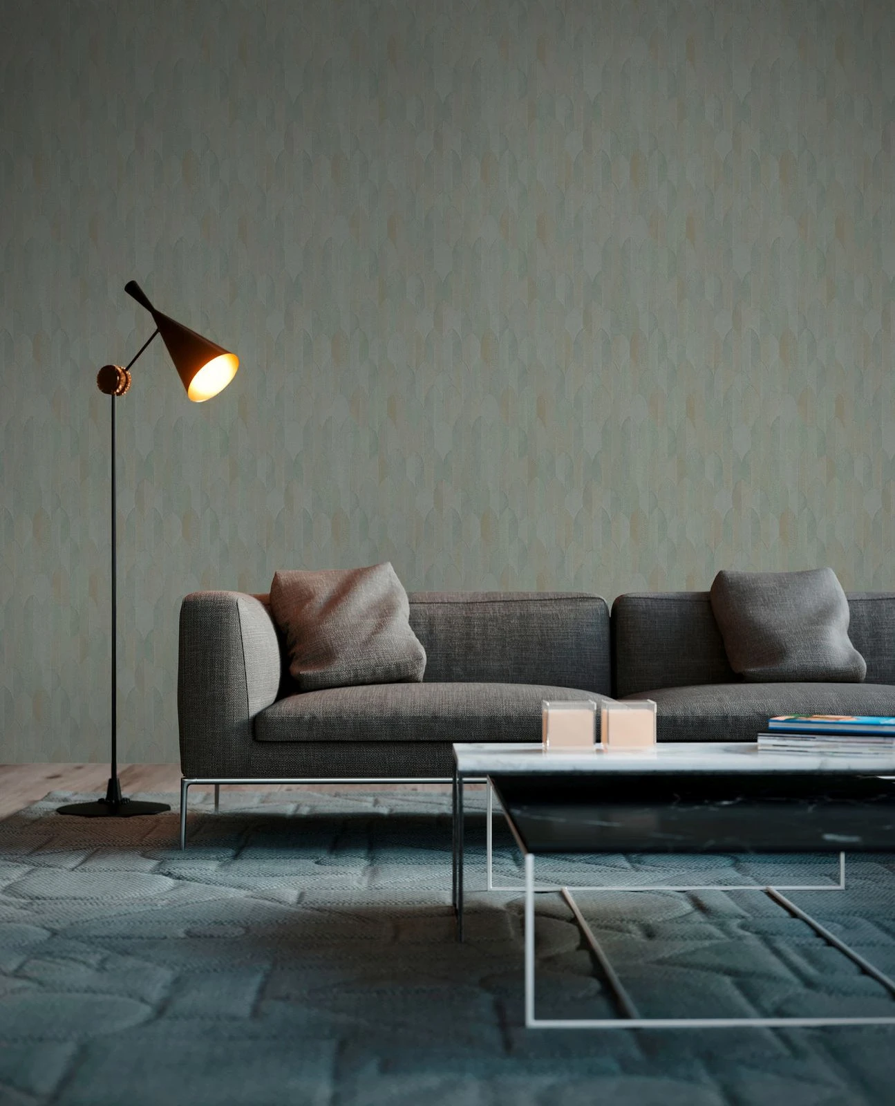 A.S. Creation Tapete Vlies Feder-Motiv Grau Grün Braun 37373-4 3 A.S. Creation Tapete Vlies Feder-Motiv Grau Grün Braun 37373-4 – Bild 3