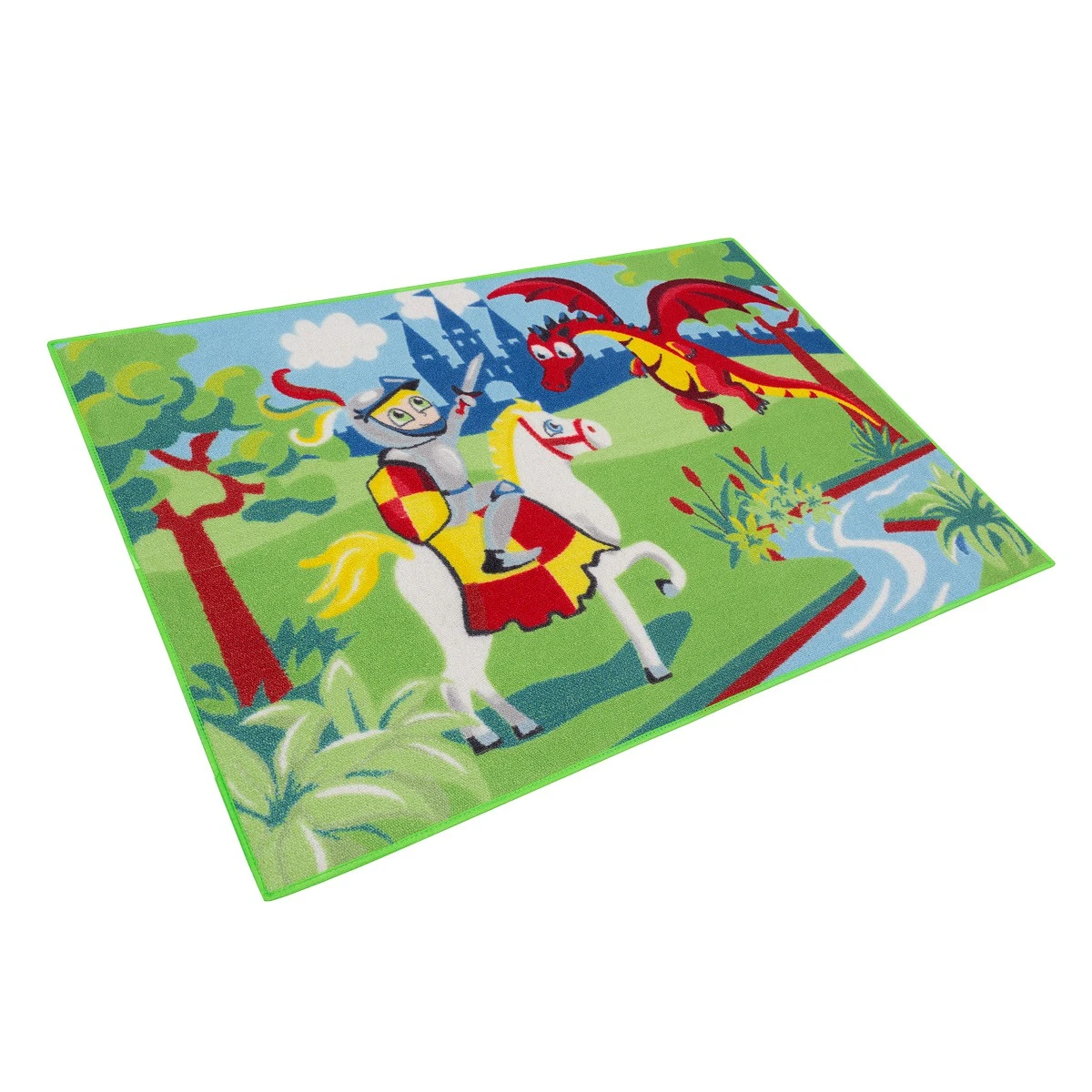 Kinderteppich Ritter Drache Spielteppich 80x120cm Grün Blau 2 Kinderteppich Ritter Drache Spielteppich 80x120cm Grün Blau – Bild 2