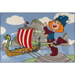 Teppich Wickie Kinderteppich Kinder Spielteppich 95x133 Cm