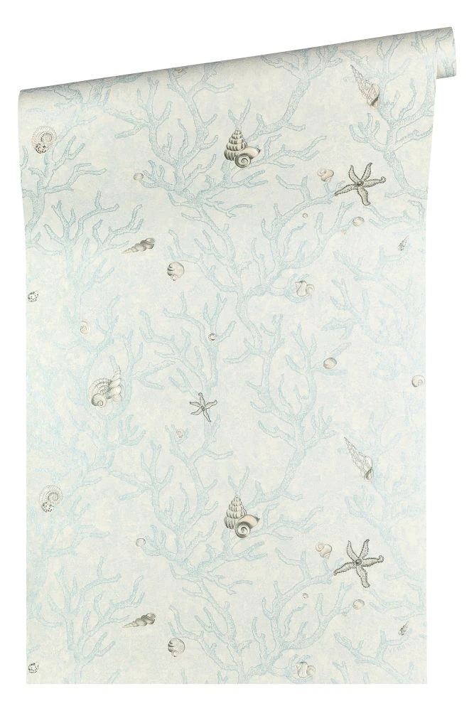 Versace Home Tapete Korallen Muscheln Blau Weiß 34496-3 2 Versace Home Tapete Korallen Muscheln Blau Weiß 34496-3 – Bild 2