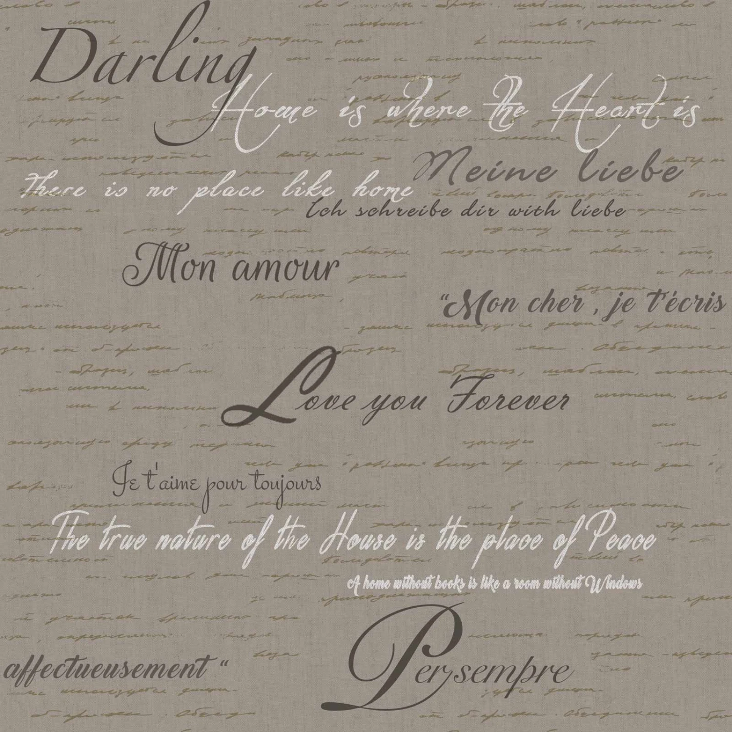 Vinyltapete Schrift Französisch Taupe Anthrazit 007849 1 Vinyltapete Schrift Französisch Taupe Anthrazit 007849